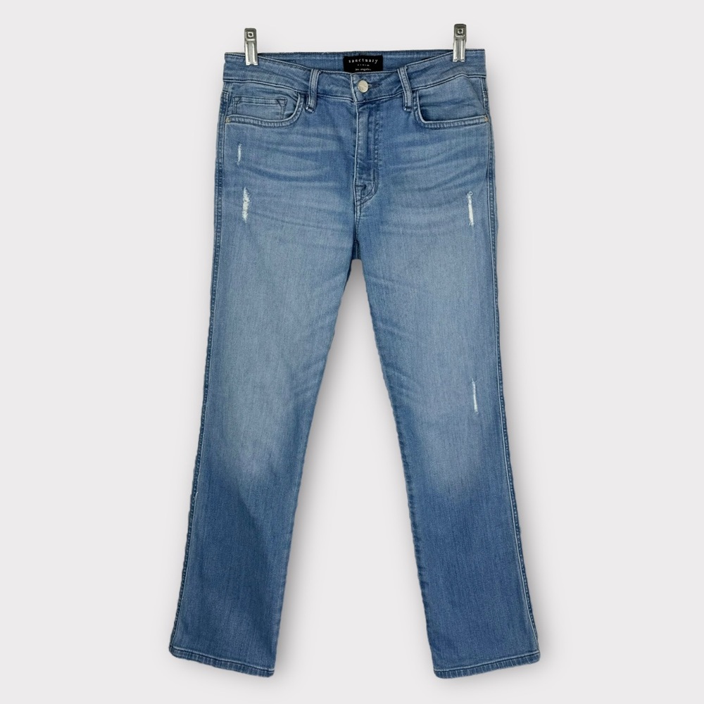 Sanctuary Modern Straight Crop Standard Rise 27 light blue lightly distressed